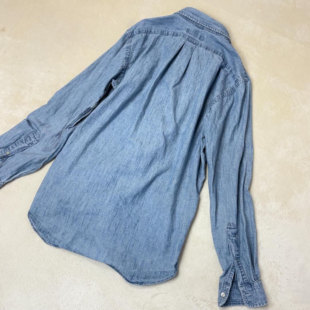 【美品】ラルフローレン ダンガリーシャツ L デニム マルチポニーオーバーサイズ