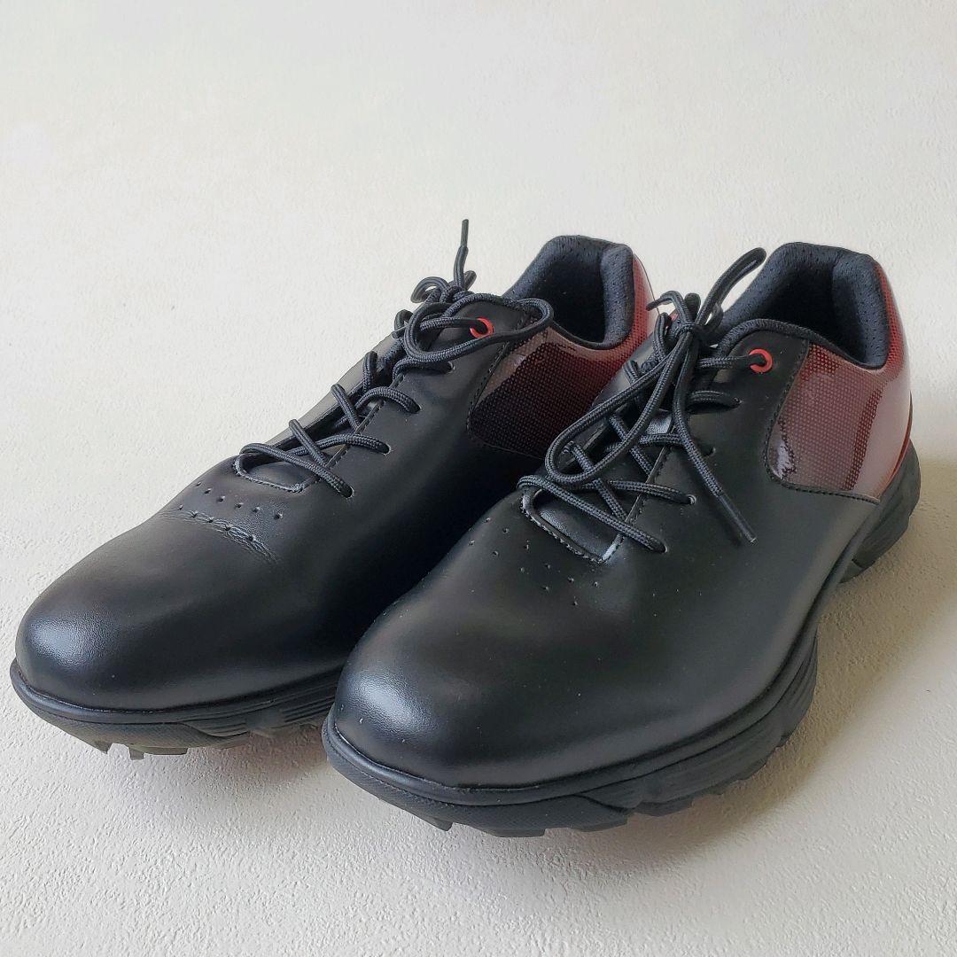 THE STORE UK15 33cm ゴルフシューズ 黒/赤 合成皮革