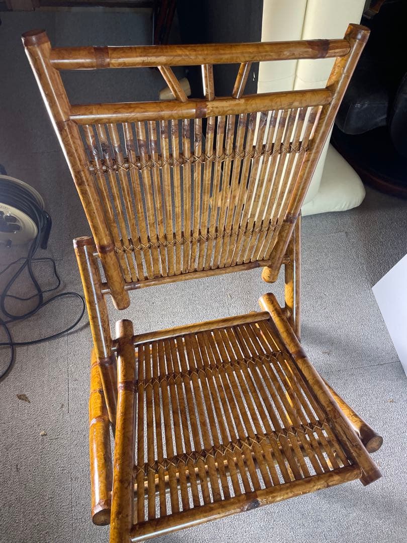 昭和レトロ 高級ラタン 折りたたみチェア 籐椅子 ヴィンテージ