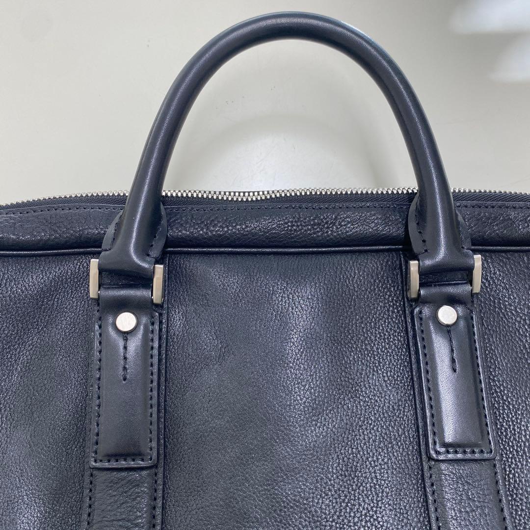 定12万土屋鞄ブレントレザー革ブリーフビジネスバッグ黒ブラック美品Berluti