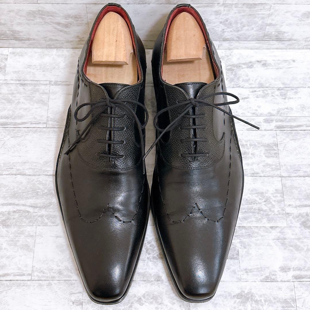 極美品✨マグナーニ 25470 外羽根 オパンケ 黒 保存袋付 43 27cm