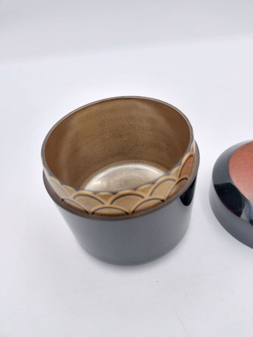 【セール】b827【新品・未使用】日月棗 青海波 内銀地 鈴木光入 木箱 茶道具