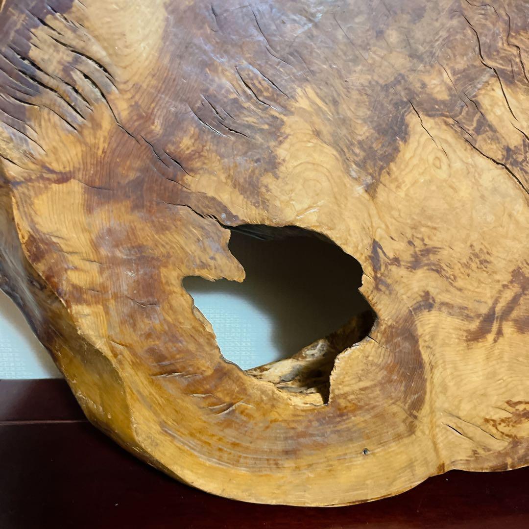 ふ【一点物】天然木 銘木 敷板 花台 飾り台 自然穴 骨董