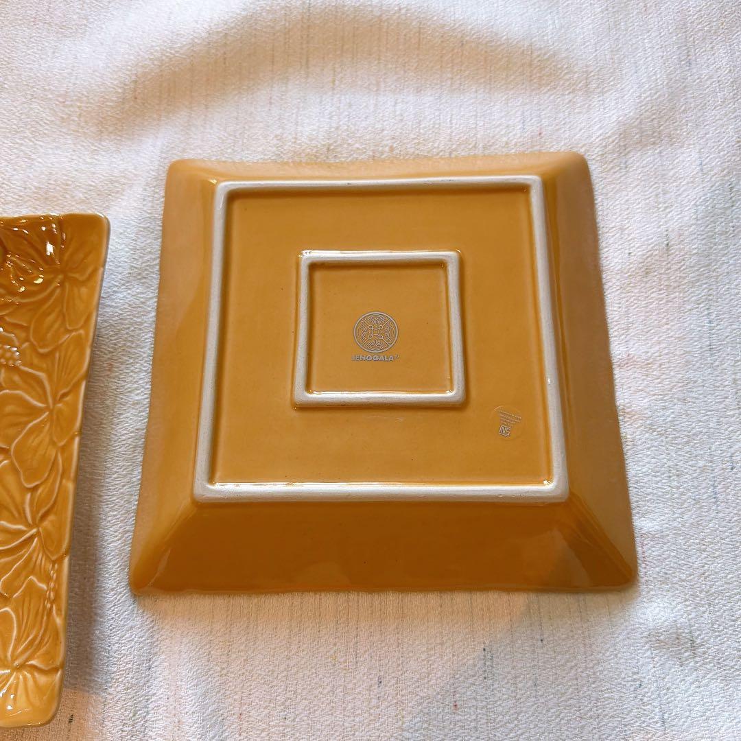 【新品】ジェンガラ 2枚セット ハイビスカス イエロー 正方形