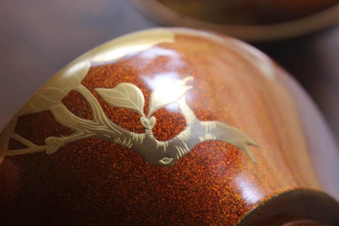 デッドストック！極上内朱梨地に優美な鳳凰蒔絵の映えるお椀2点（検輪島塗雑煮椀