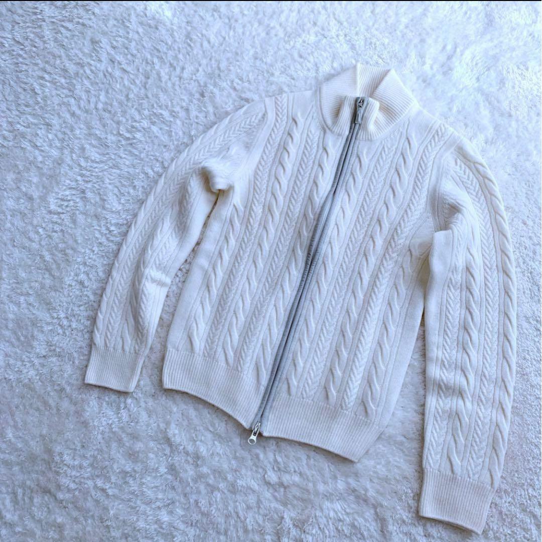 極美品♪ グランサッソ ウールカシミヤ ジップアップニットカーディガン 44