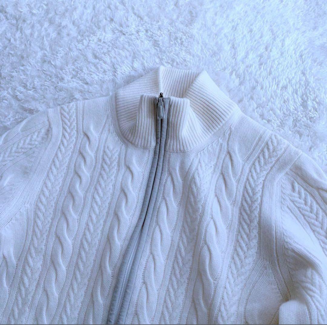 極美品♪ グランサッソ ウールカシミヤ ジップアップニットカーディガン 44