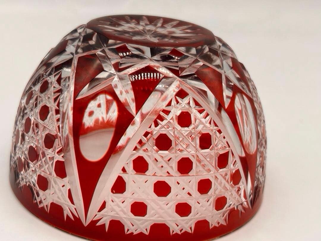 木村泰典 江戸切子 籠目紋 ボンボニエール 伝統工芸士 -436-