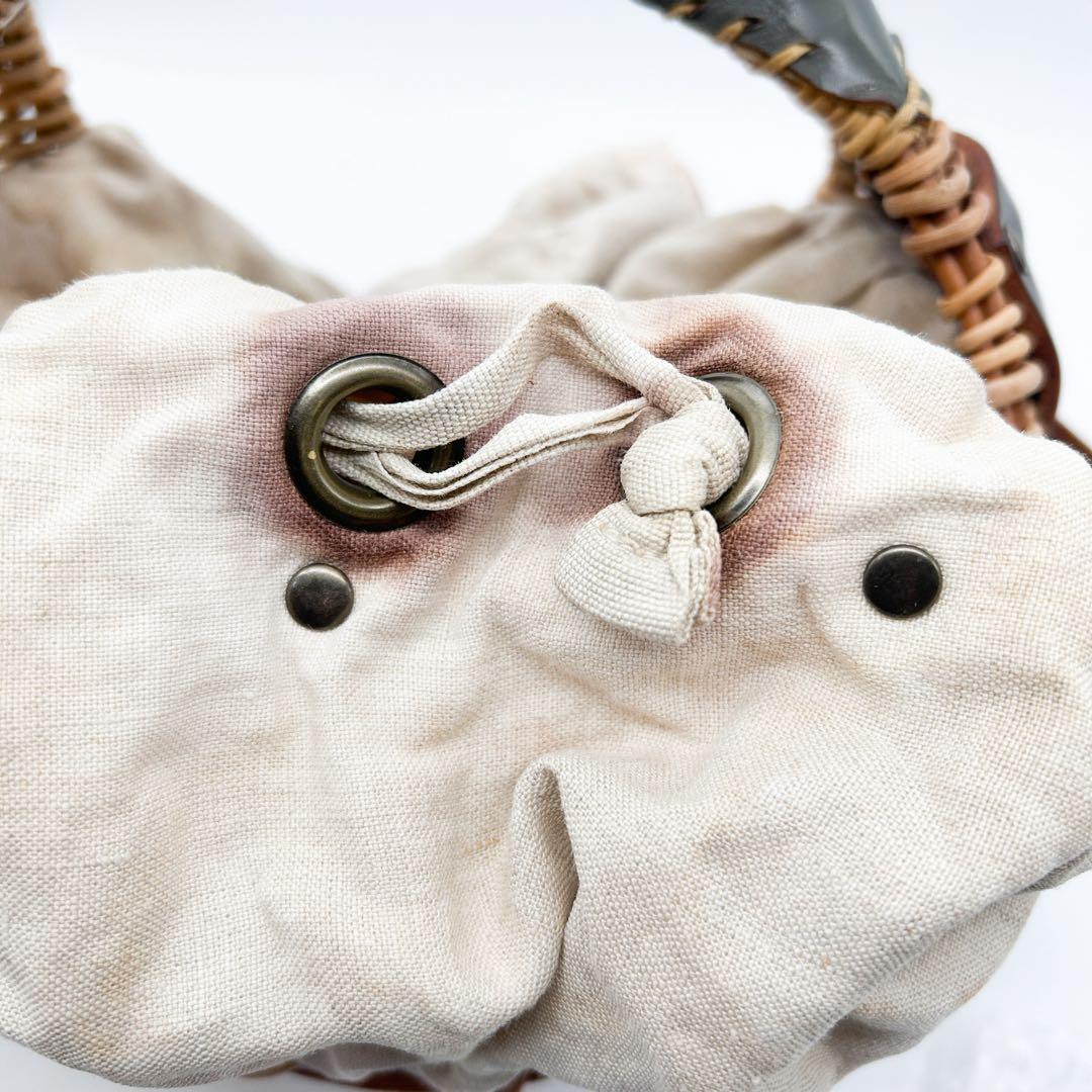 ebagos レザーパッチ ラウンドカゴバッグ ベージュ