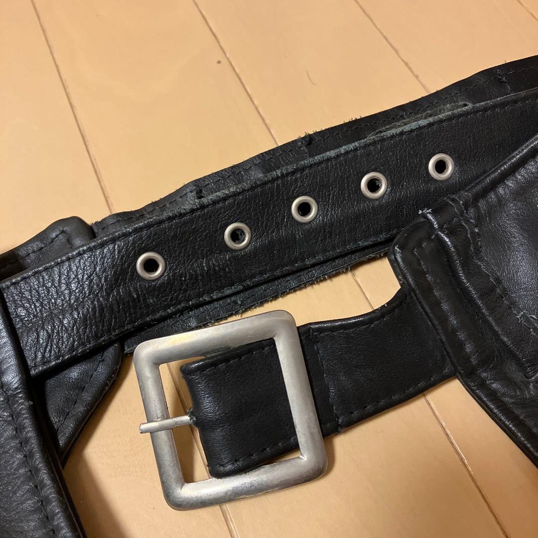 ブラックレザー チャップス　Schott オープンフロント　USA Sサイズ