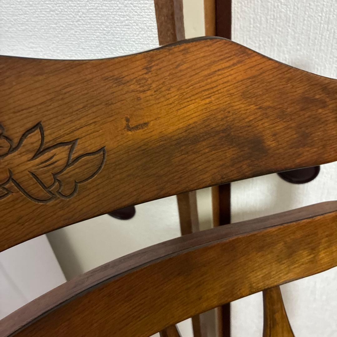 不二貿易　木製　ロッキングチェア 椅子　肘掛け付 彫刻