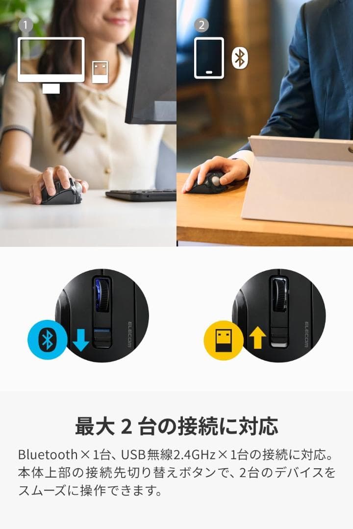 【新型】ELECOM bitra トラックボールマウス 本体