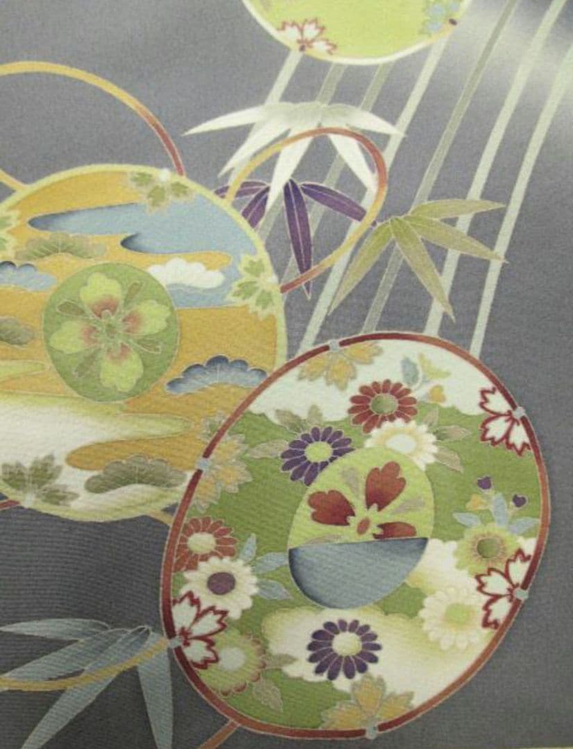 訪問着＊田村哲彦＊鼓柄染め分け草木染　身幅広め＊作家物落款