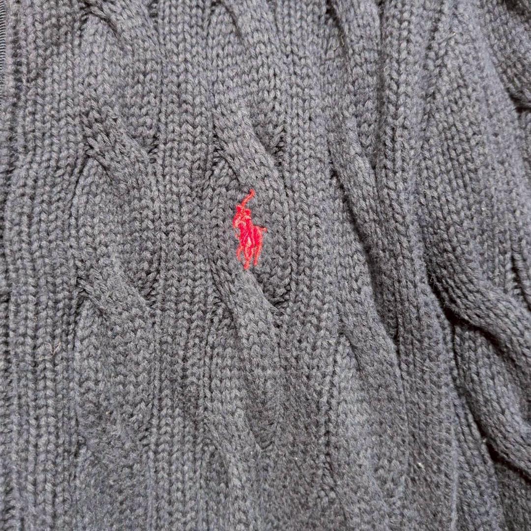 良品★Polo Ralph Lauren ケーブルニット カーディガン 紺 M