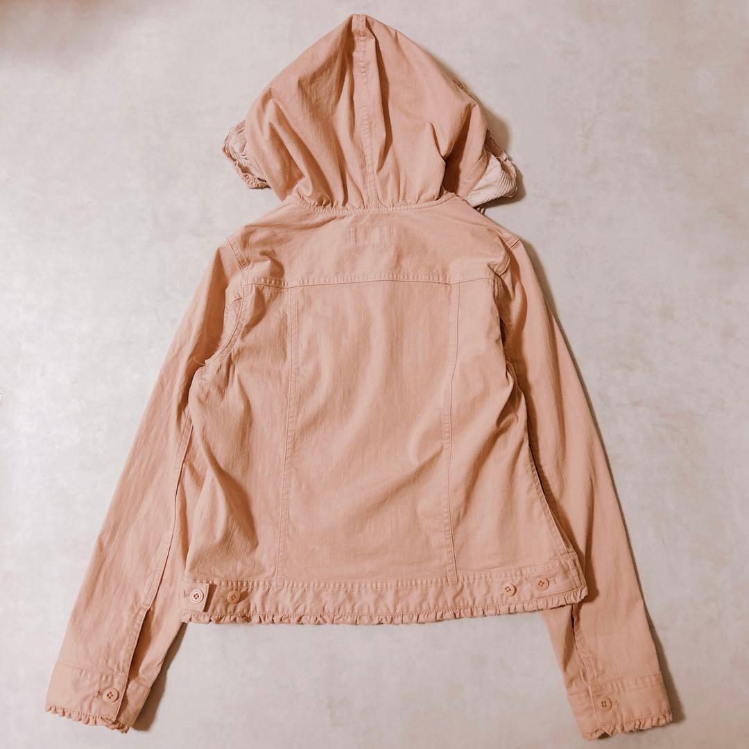 ピンクハウス デニム調 ブラウス ピンタック フリル　リボン フード ジャケット