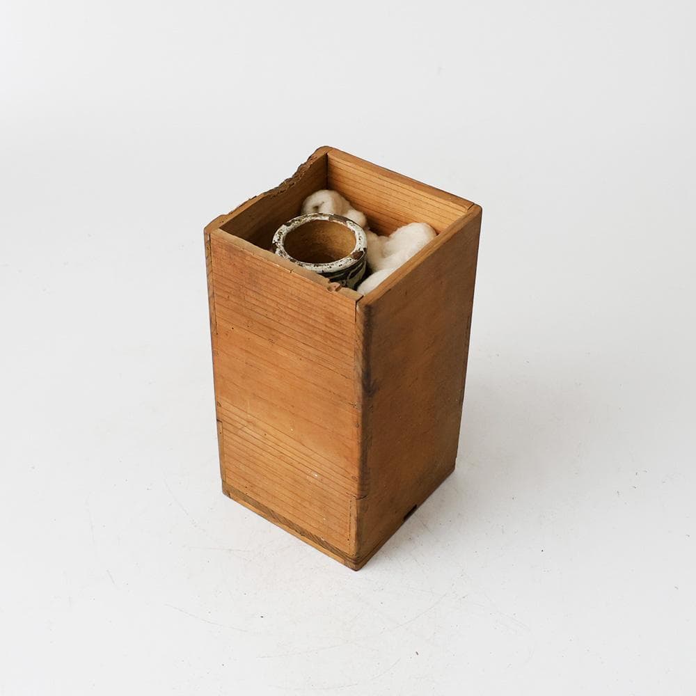 幕末明治 古陶 九谷焼 色絵 花唐草文 花入 花器 貫入 古美術 古道具 合箱