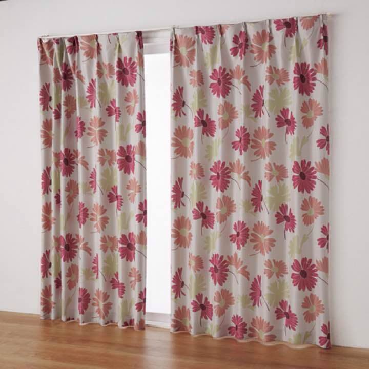 遮光★日本製 フラワー柄 カーテン 100×110cm ピンク系/北欧 花柄