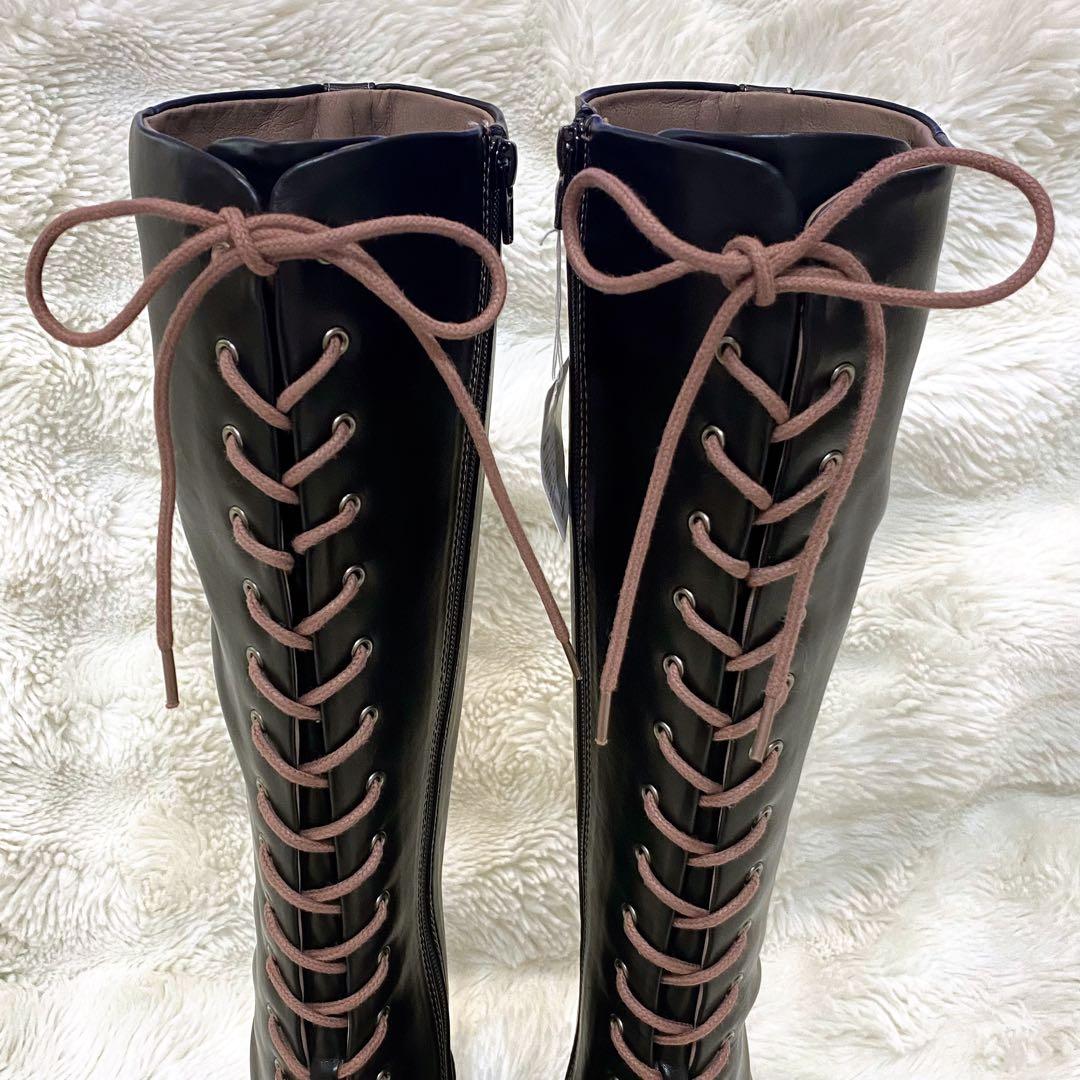 【新品・タグ付・厚底】by あしながおじさん レースアップロングブーツ L