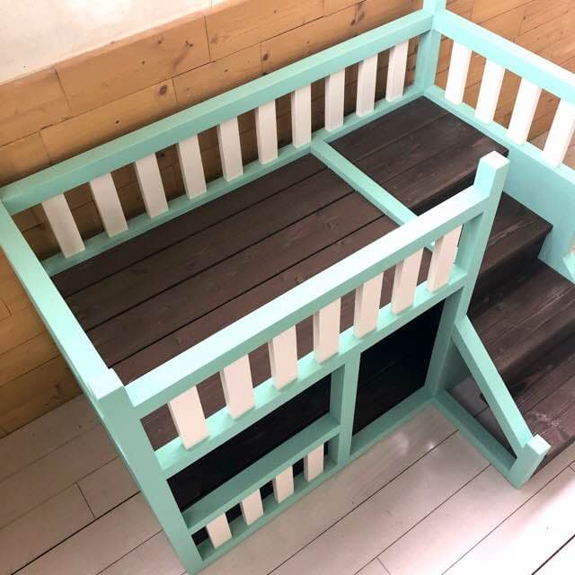 ハンドメイド 猫ちゃん ワンチャン ペット用 2段ベッド♫ 寝る場所ワイド