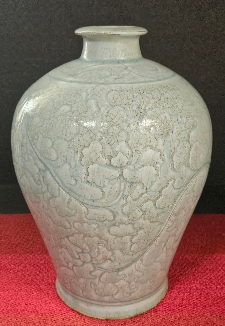 中国古美術　中国古陶磁器　古玩　青白磁　影青　彫花文　瓶　罐　大壺　唐物　古渡り