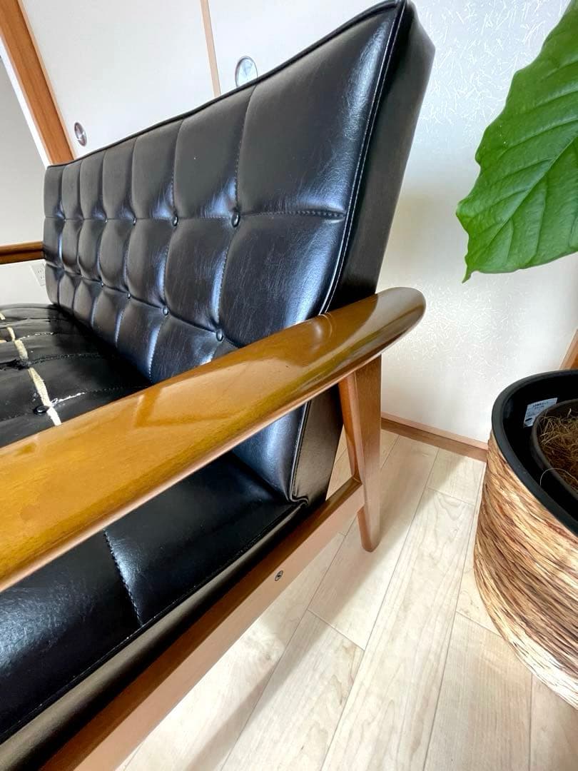 難ありです‼️カリモク60　Kチェア　2シーター　黒