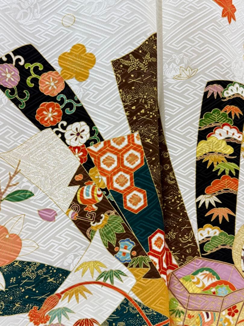 【1/26迄の出品】新品【吉澤織物】板場友禅 振袖 白地 古典 未仕立 三越取扱