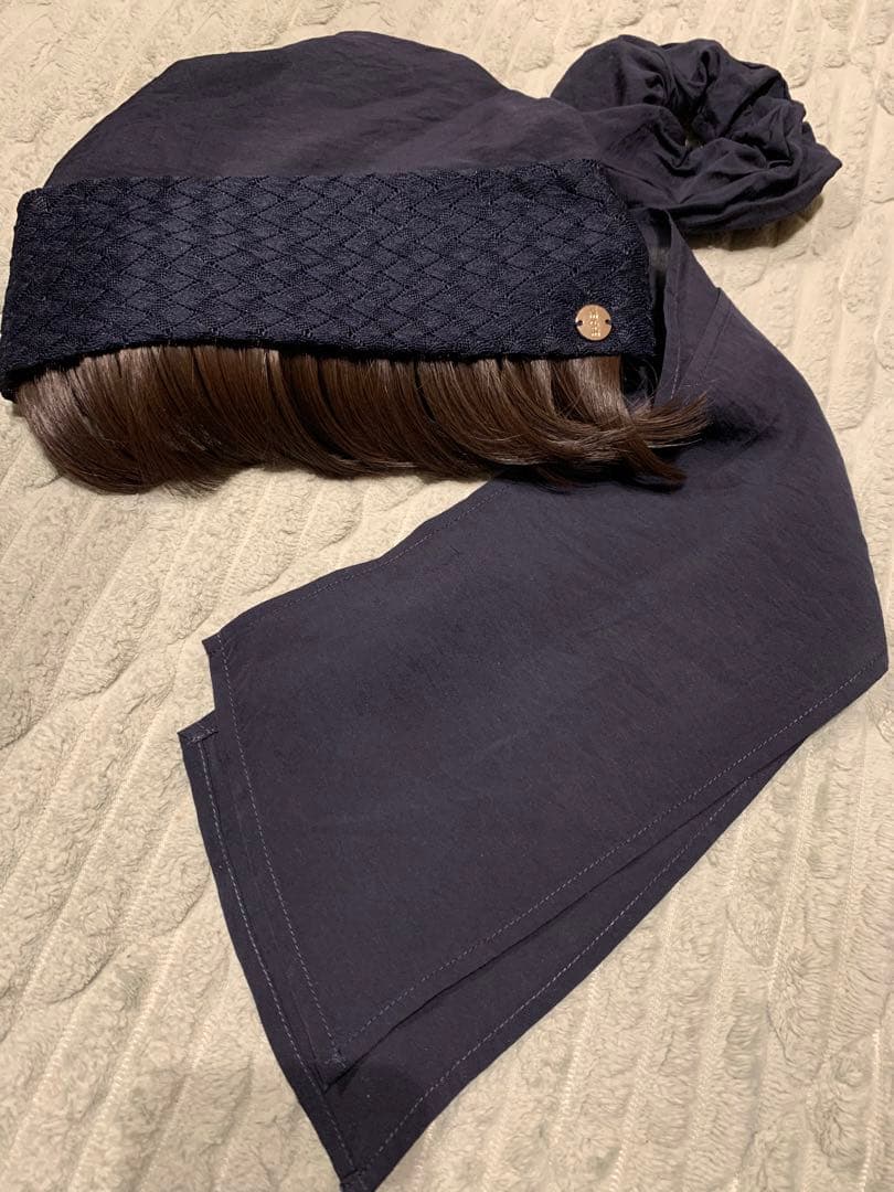 SCARF HAT KnitLace-Navy BAREN バレン ケアウィッグ