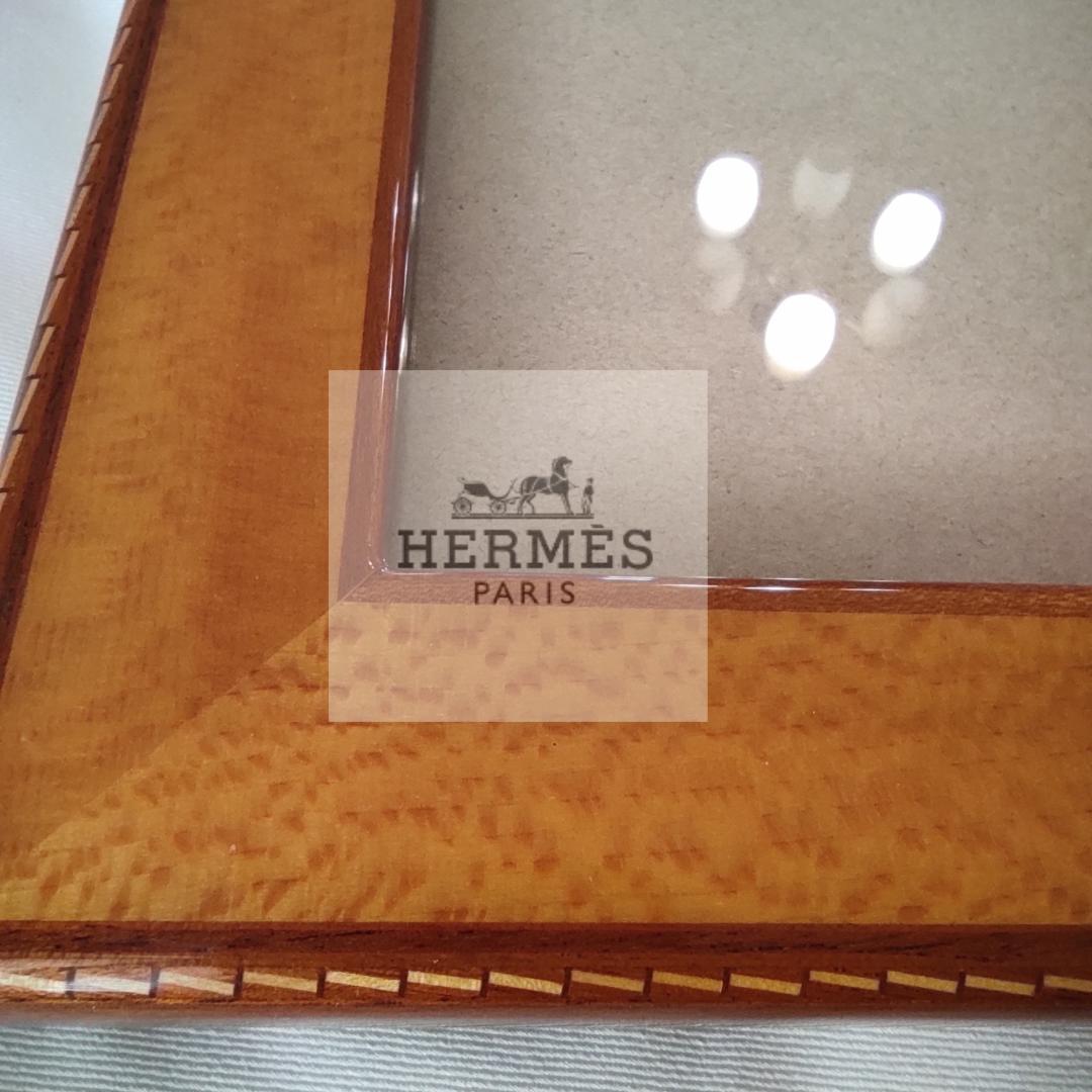 【希少】HERMES フォトスタンド　マホガニーラッカー　ステッチ模様