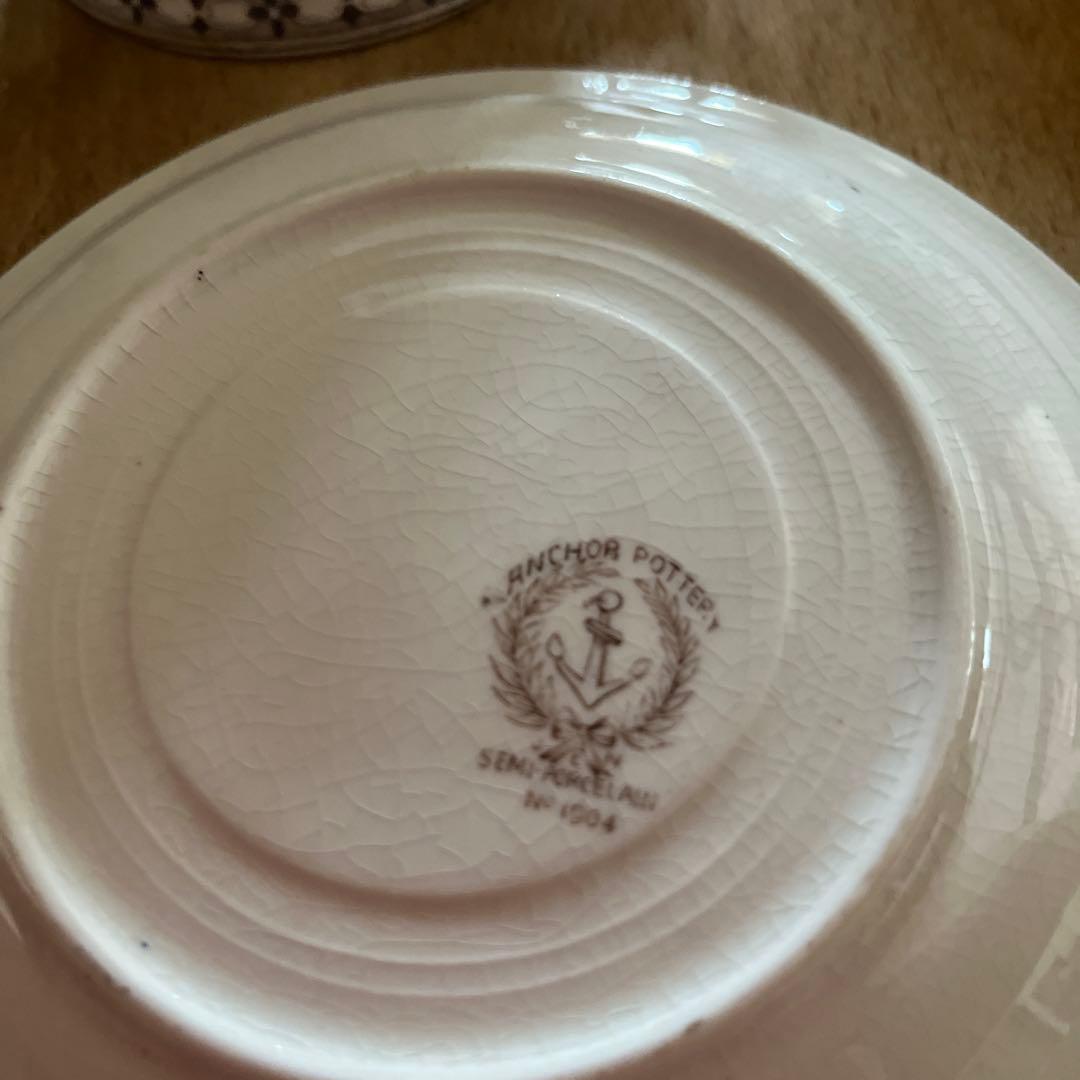 アンティーク　お花模様　カップ&ソーサー、ボウル、プレート4点セット