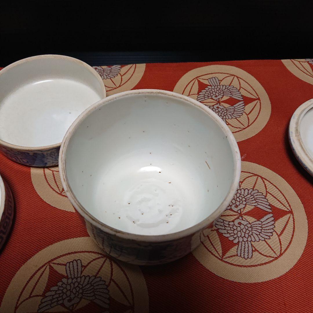 陶器、古美術白磁染付、重箱