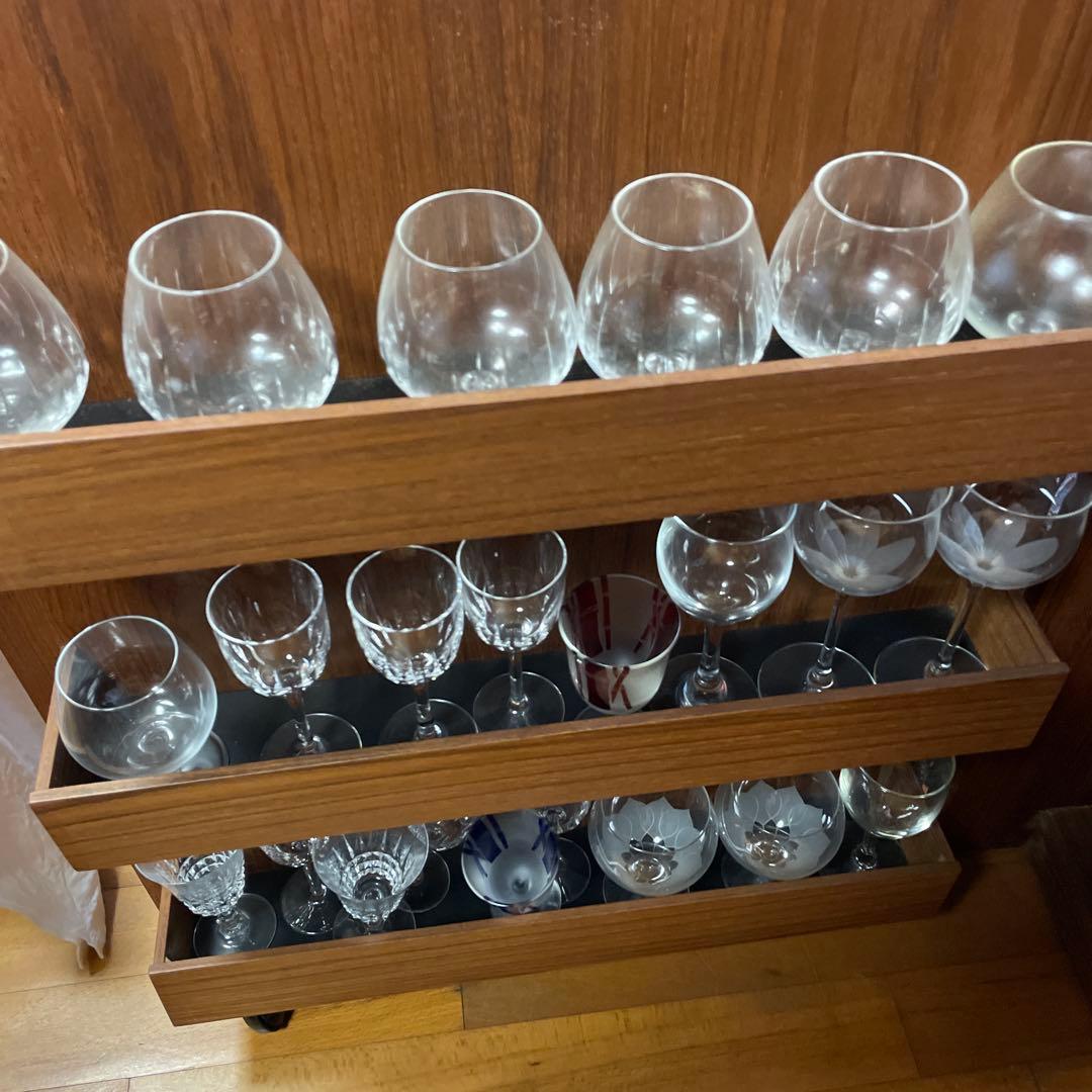 【チーク製】グラス収戸棚 引き出し　ワインクーラー付き　食器棚　ヴィンテージ