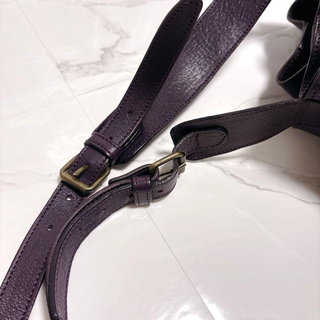 【未使用級】チーバ レザー 本革 巾着 ショルダーバッグ 2way パープル