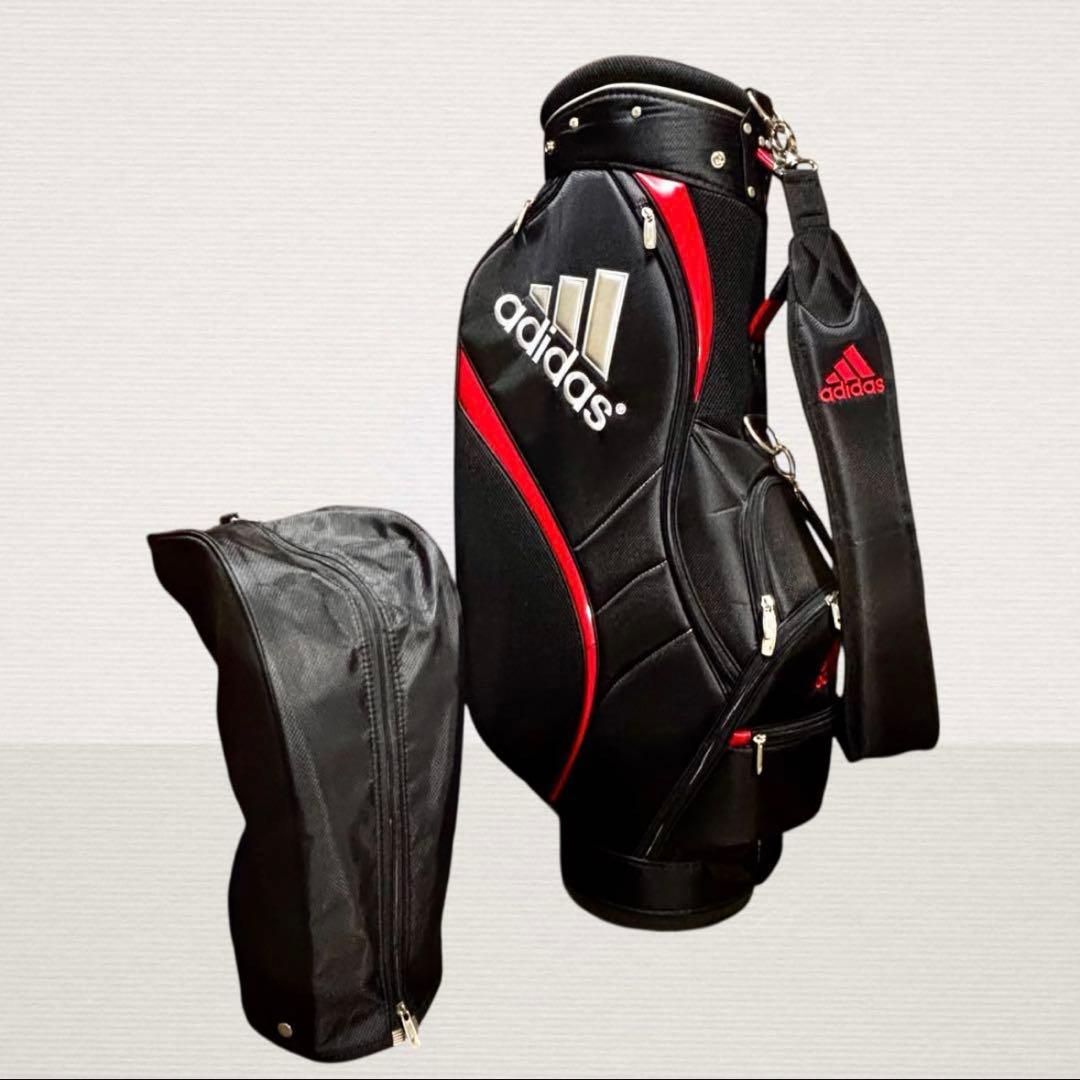 極美品✨ adidas ゴルフキャディバッグ 9型 B/R 新品ボール3個付き
