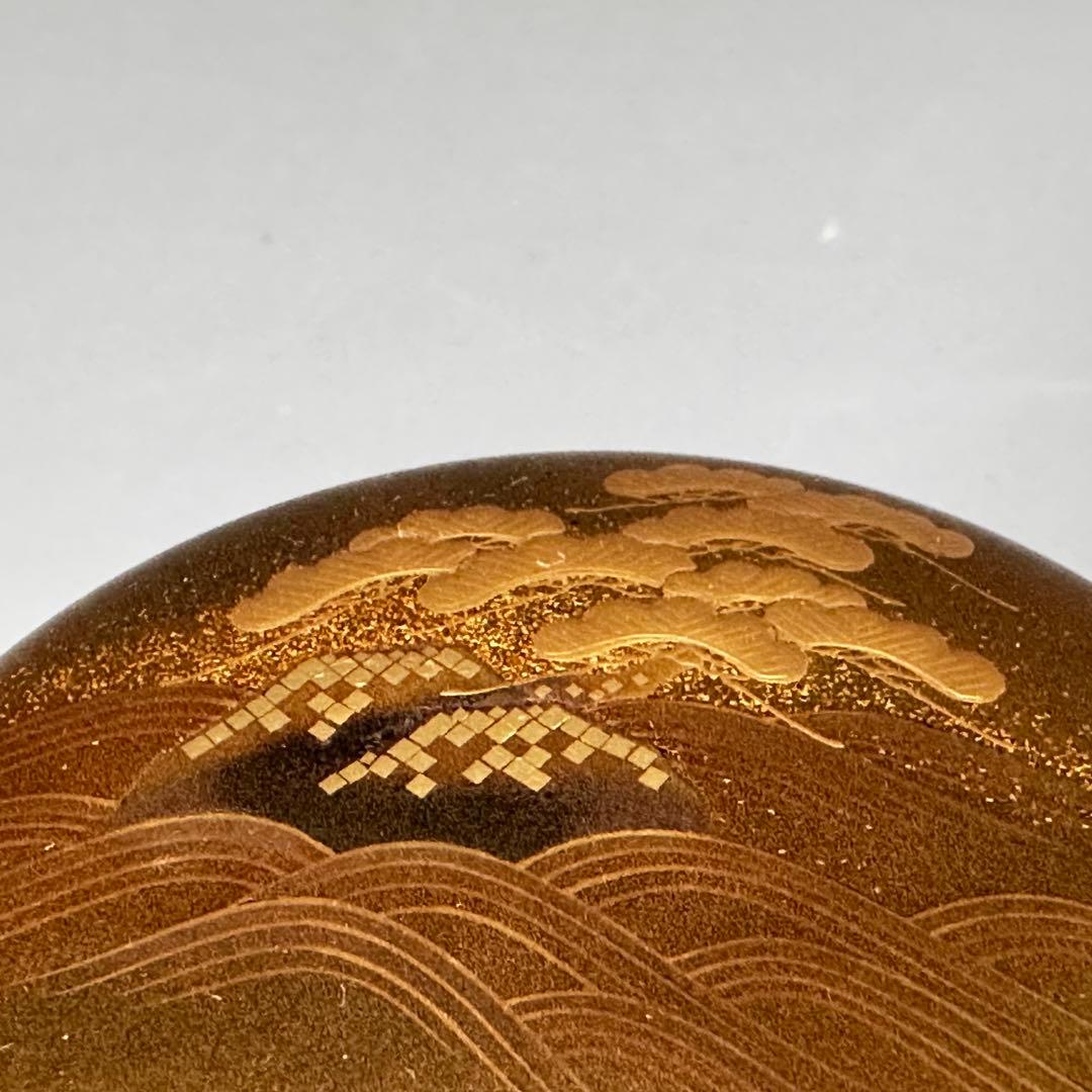 茶道具　岩松蒔絵　大棗　内梨地　山崎敏春　共箱　薄茶器　茶会　棚　豪華　金地