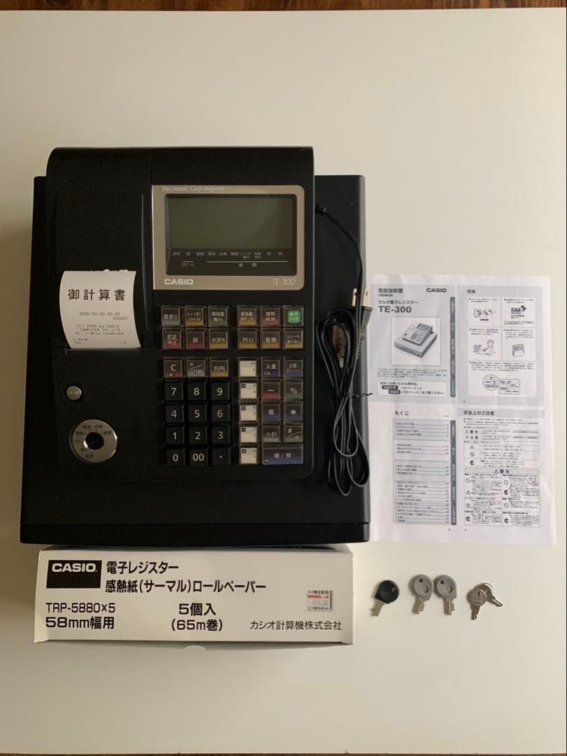 CASIO TE-300 電子レジスター ブラック 【動作確認・初期化設定済み】