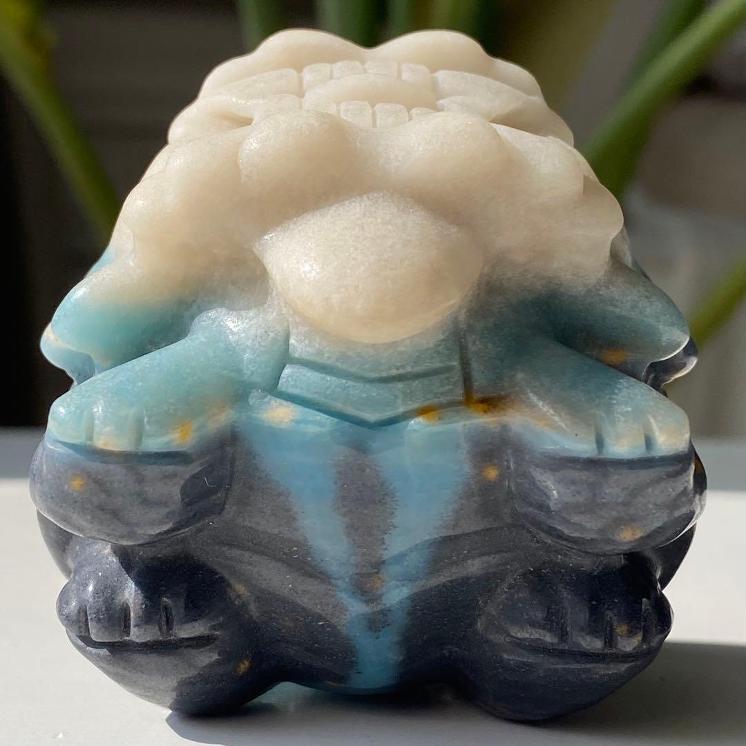 【 天然石 トロレアイト 龍亀 ロングイ さん 約226g 彫物 縁起物 金運