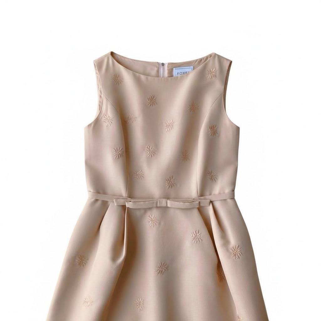 定価19.5万 極美品 FOXEYフォクシー シルクウールワンピ ピンクベージュ