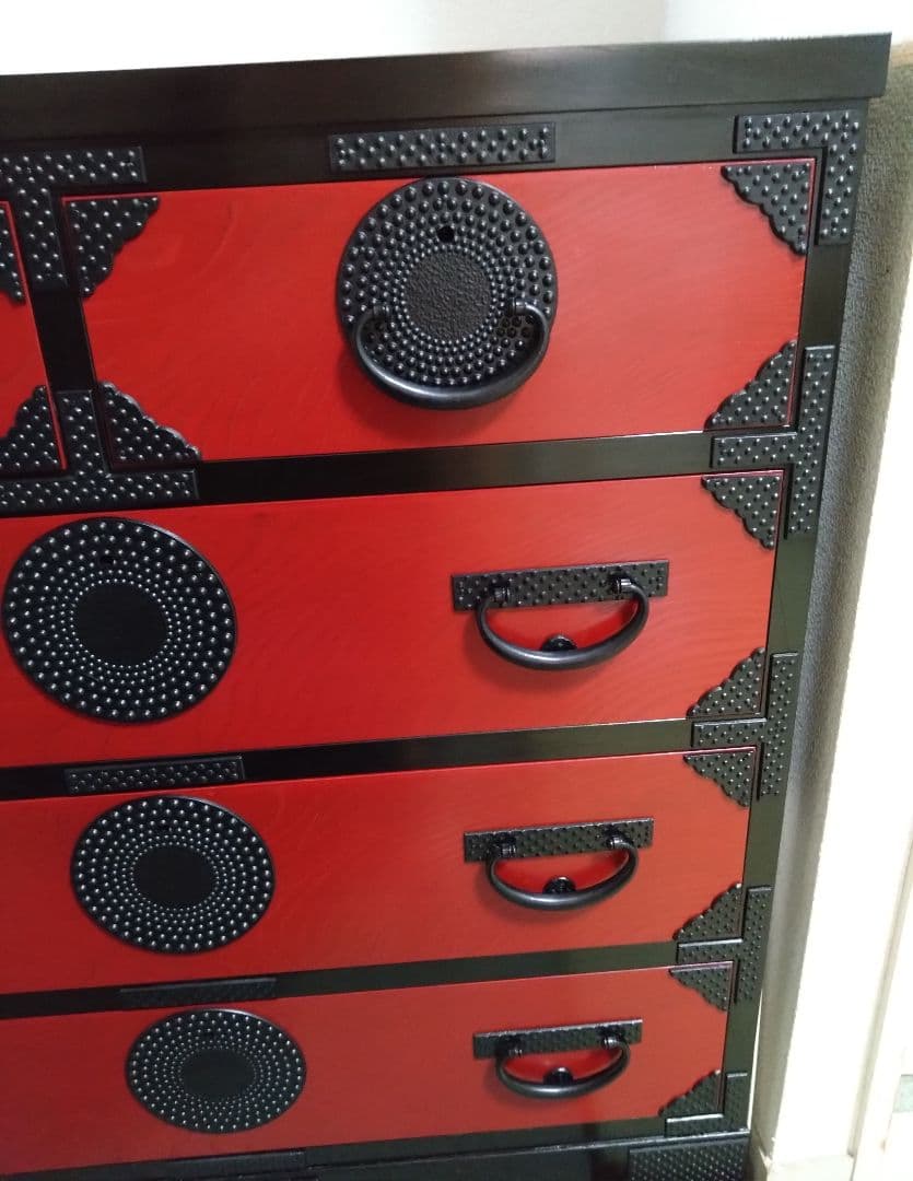 岩谷堂箪笥 赤黒呂塗 4段 美品