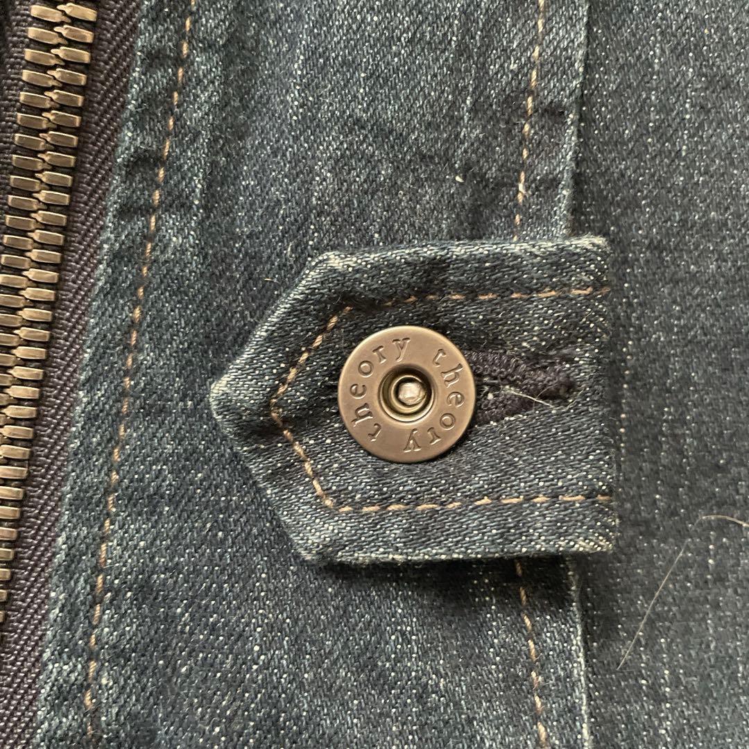 Theory セオリー ラビットファー 長袖 デニム ライダースジャケット M