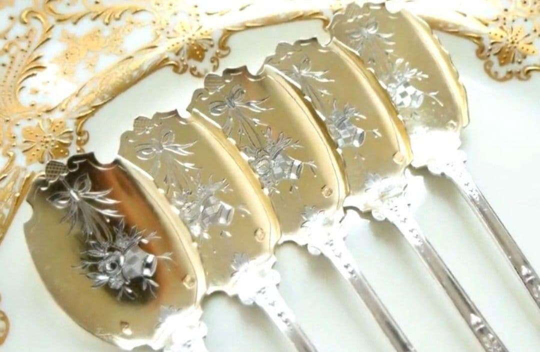 純銀 ③ ソリッドシルバー アイスクリームスプーン スターリングシルバー