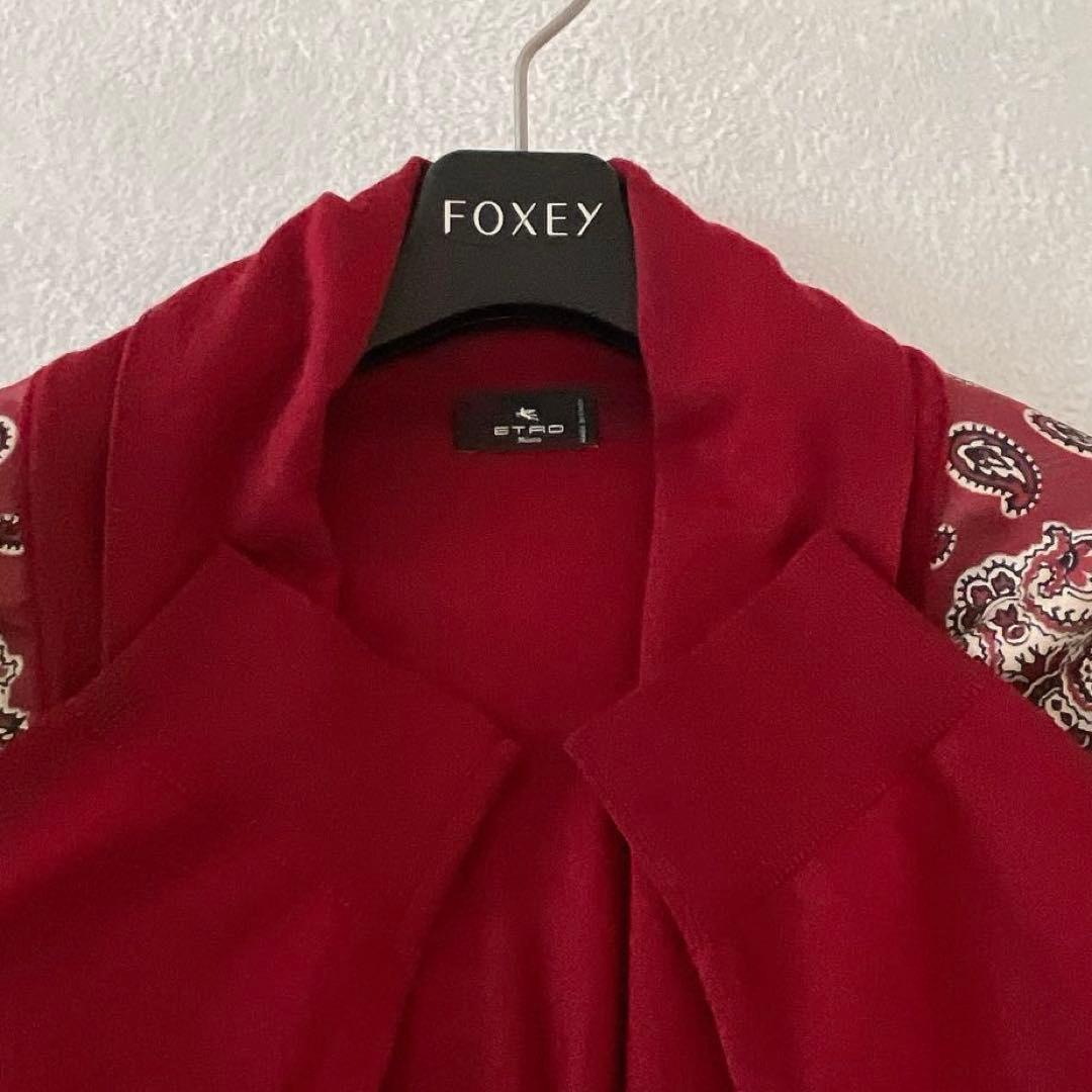 美品★ETRO★シルク×ウール 切り替え リボン ロングカーディガン サイズ46