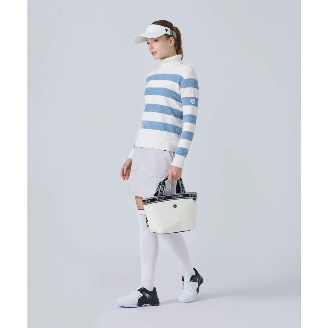 ボーダー柄モールタートルネックセーター デサントゴルフ　ニット　DESCENTE