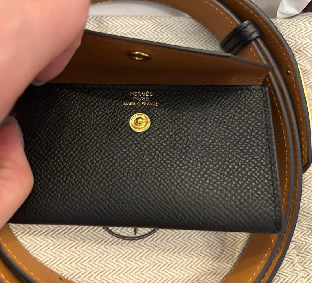 エルメス　ベルト ケリー ポケット 18 黒　ゴールド金具