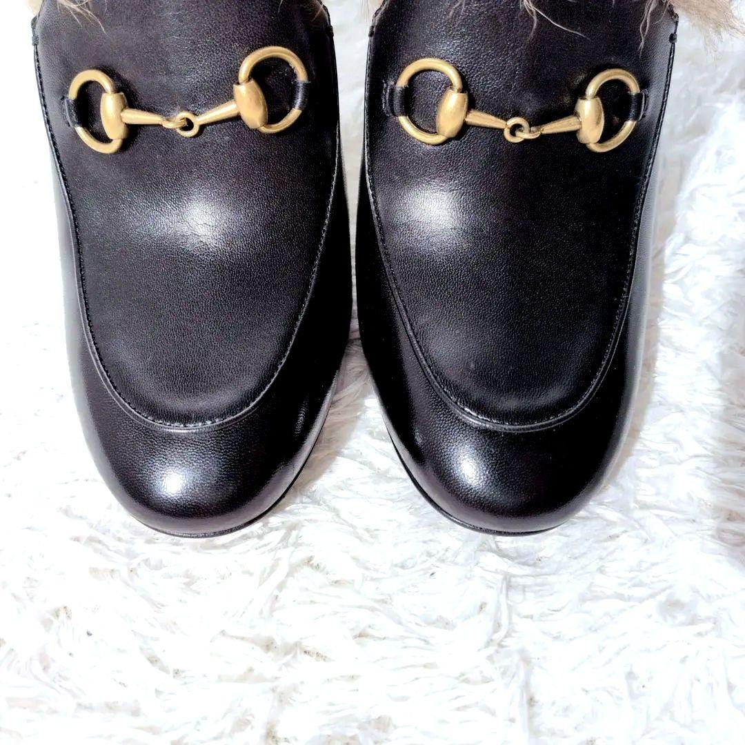 【未使用級 箱付き】グッチ　プリンスタウン　チャンキーヒール　ホースビット　本革