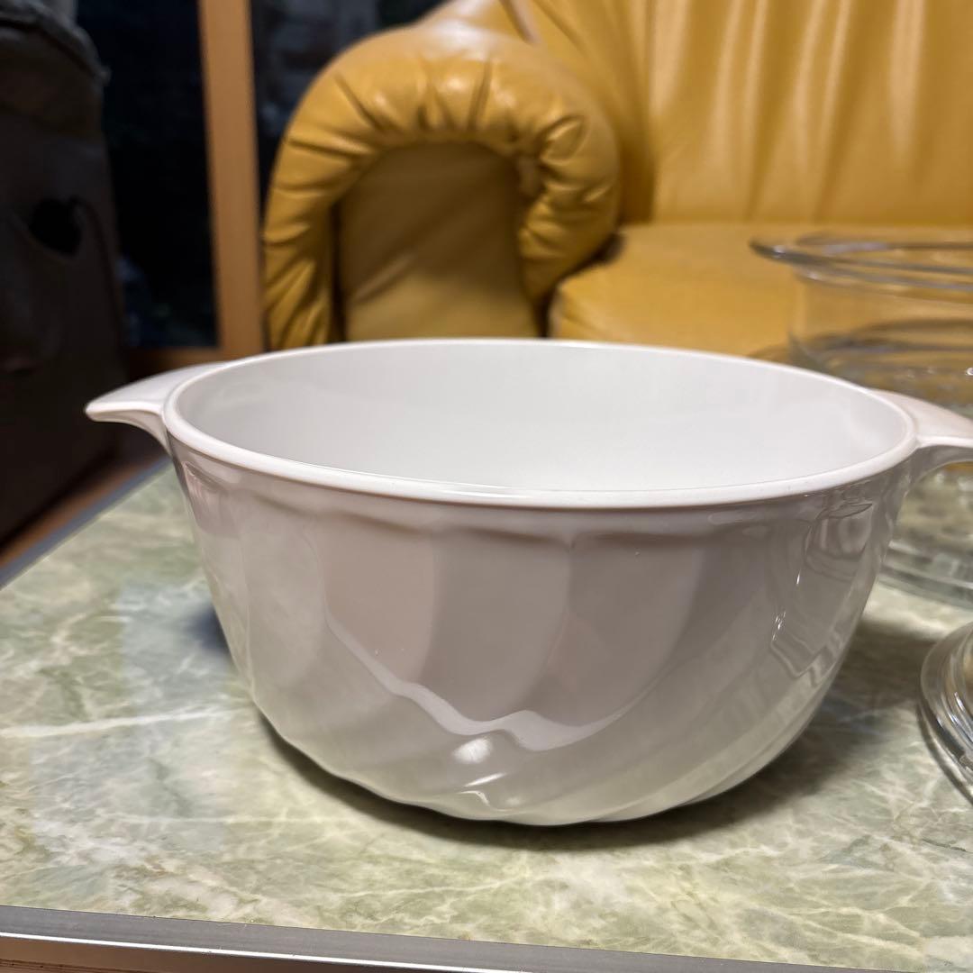 未使用フランス製リュミナルクガラス製蒸し器2段、説明書レシピ付