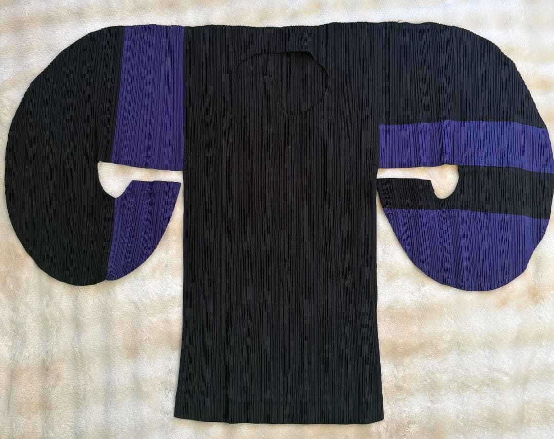 [超希少] ISSEY MIYAKE 平面 二次元 変形 ボーダー入りプリーツ