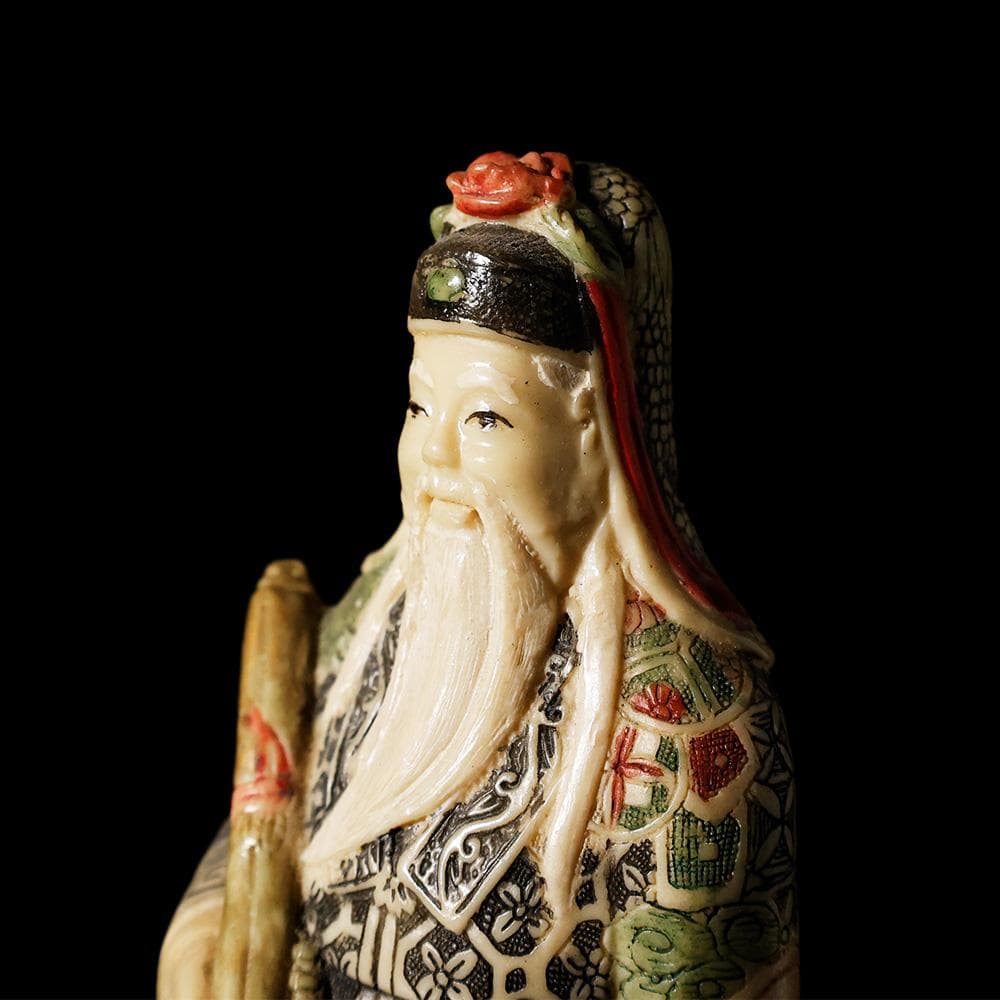 マンモスの牙風　賢人　精密色彩　桃寿　東洋彫刻　仏像　中国　古玩　美術品　七福神