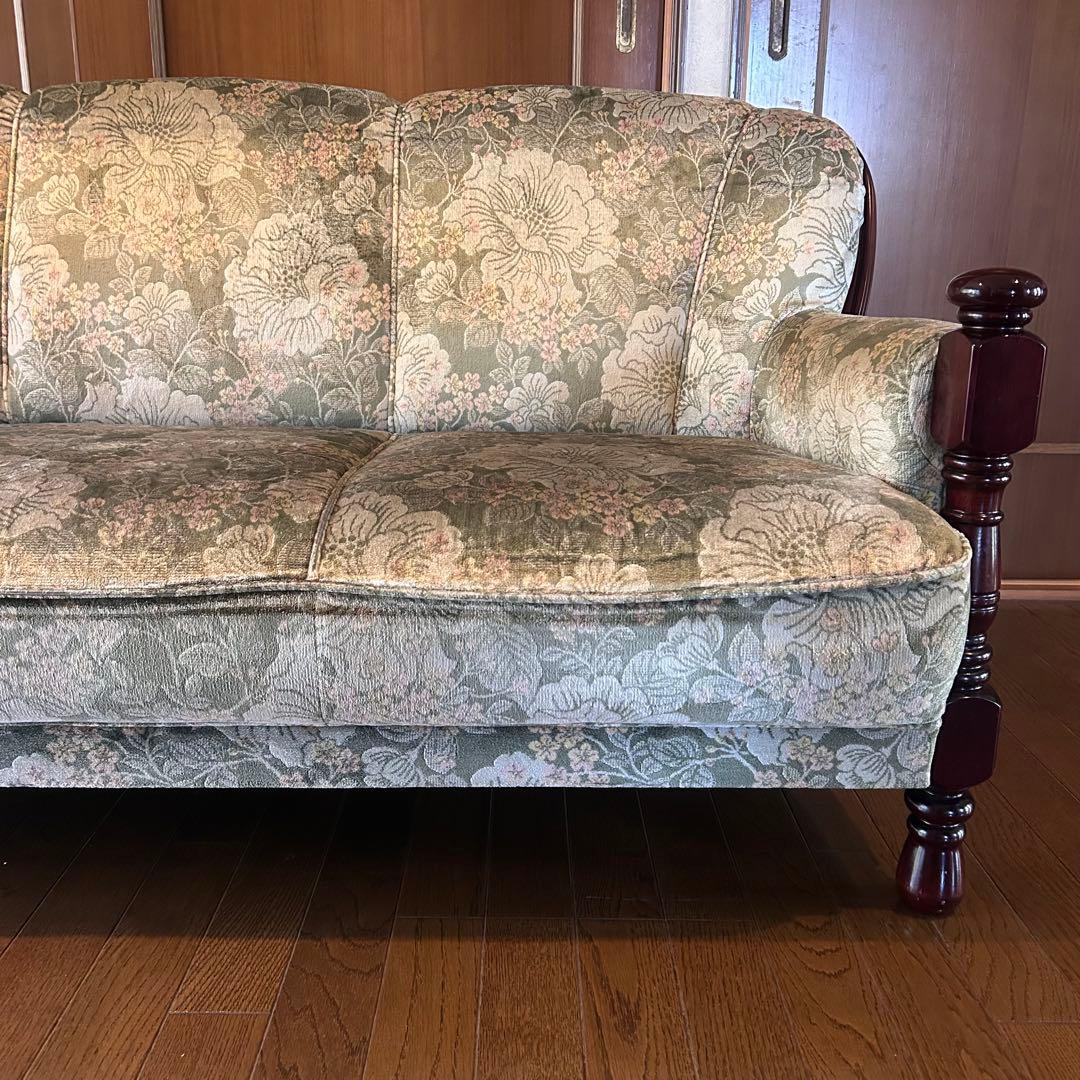 【送料無料】カリモク karimoku 3人掛 ソファ 花柄 金華山 コロニアル