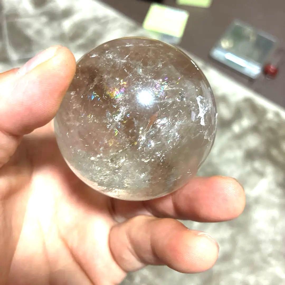 超希少✨虹入り大玉レムリアンシードスモーキー285g　スフィア　丸玉