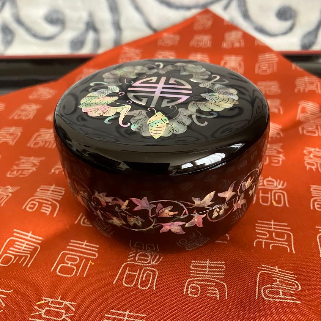 茶道具 新羅螺鈿平棗 十長生文